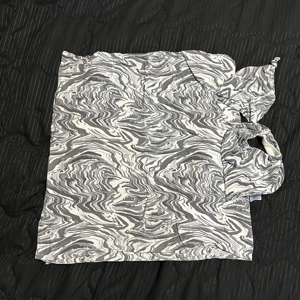 Little Sleepies Black Marble Swirl Swaddle, hat, and Bib